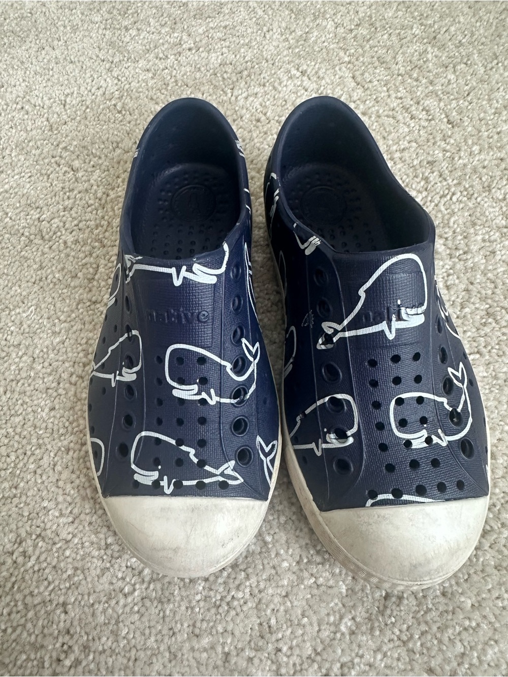 Native Kids Navy Whale Slip-On Water Shoes
